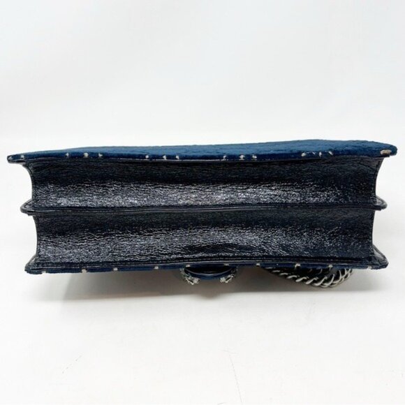 GUCCI DOUBLE G DIONYSUS SMALL NAVY BLUE VELVET WOMENS PURSE - Picture 4 of 9